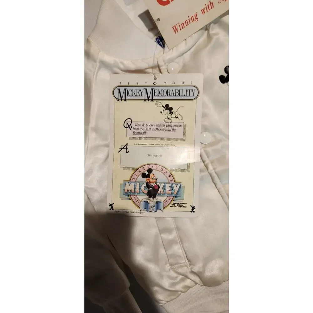 RARE VINTAGE NOS 1987 DISNEY MICKEY MOUSE CHALK LINE SATIN JACKET W/ HANGTAGS
